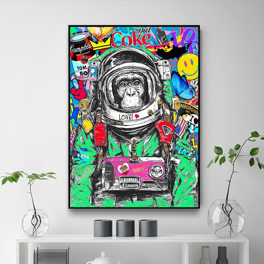 Arthia Designs - Monkey Space Graffiti Pop Art Canvas Art - Review