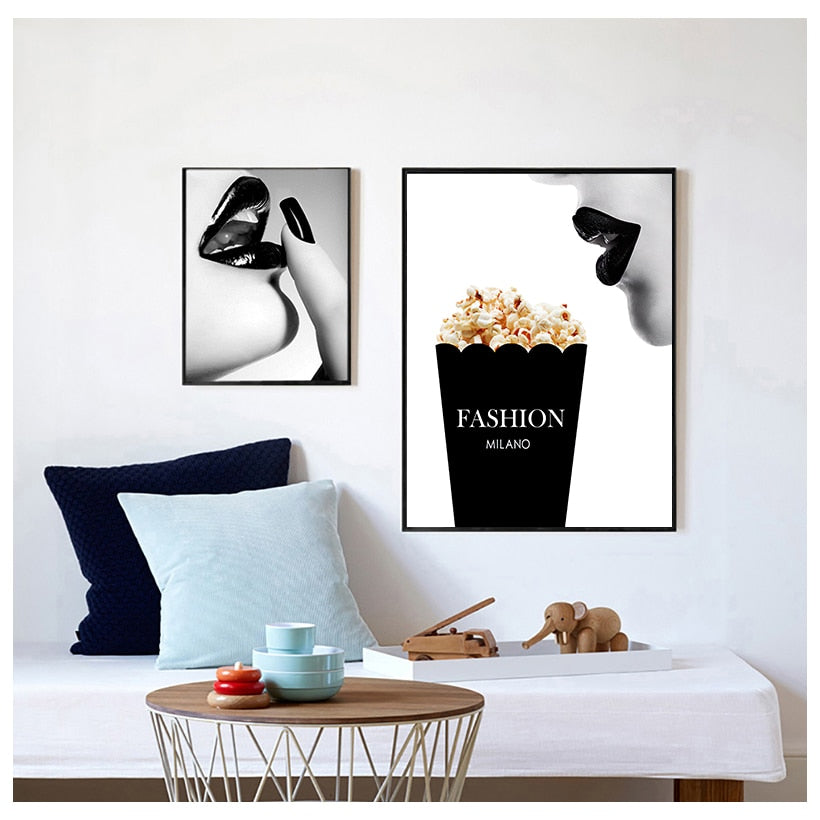 Arthia Designs - Black White Woman Lips Fashion Canvas Art - Review