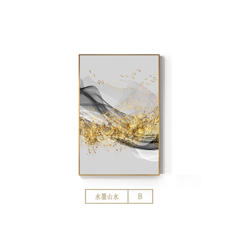 Arthia Designs - Abstract Flow Golden Splashes Canvas Art - Review