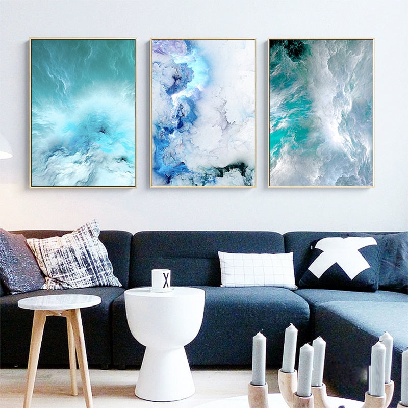 Arthia Designs - Abstract Blue Marble Wave Canvas Art - Review