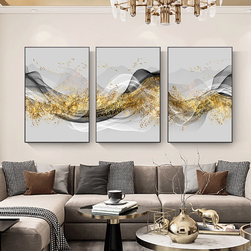 Arthia Designs - Abstract Flow Golden Splashes Canvas Art - Review