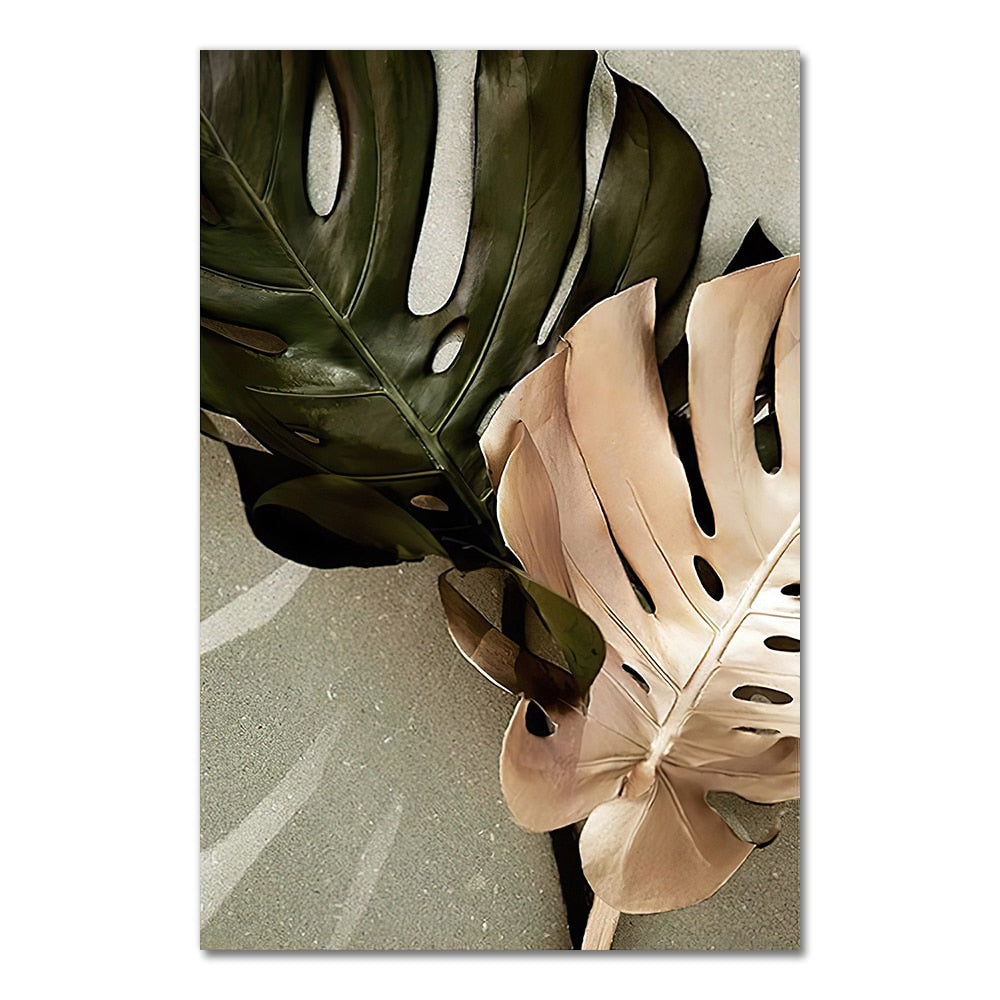 Arthia Designs - Golden Green Monstera Leaves Canvas Art - Review