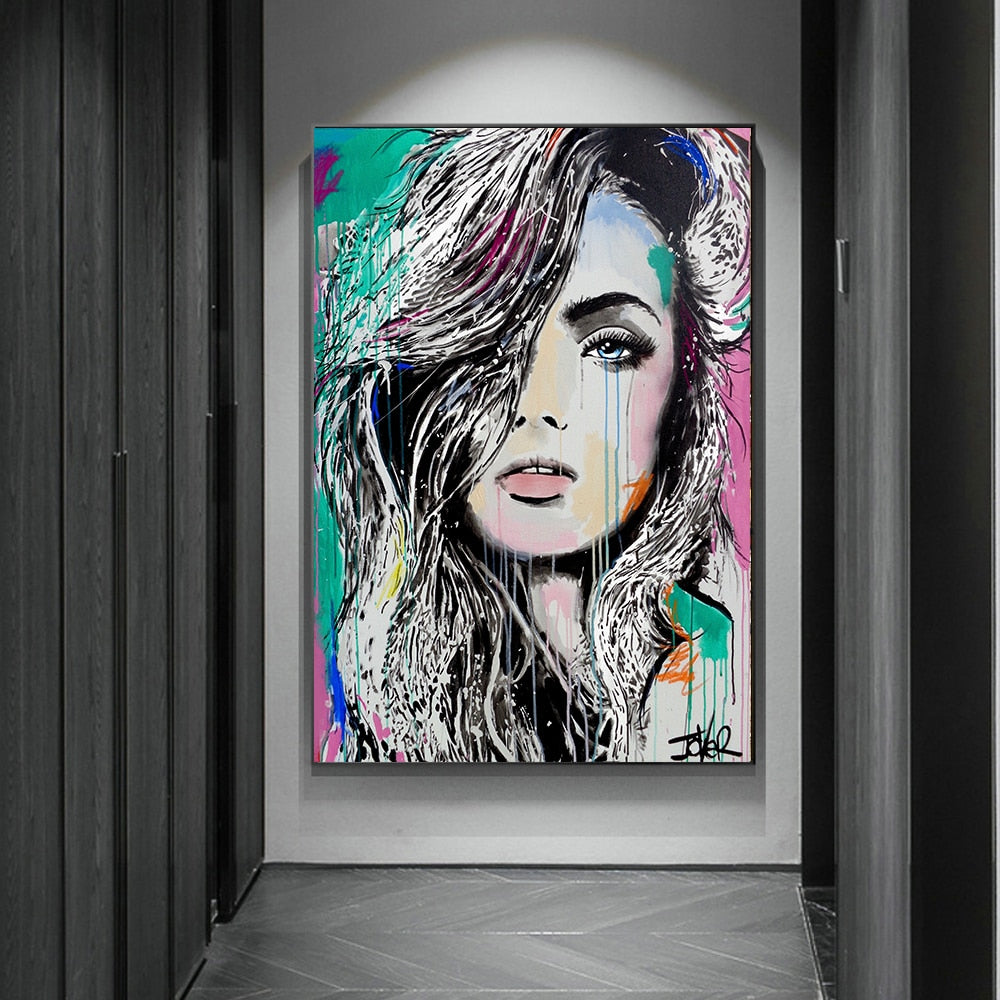 Arthia Designs - Modern Abstract Woman Face Graffiti Canvas Art - Review