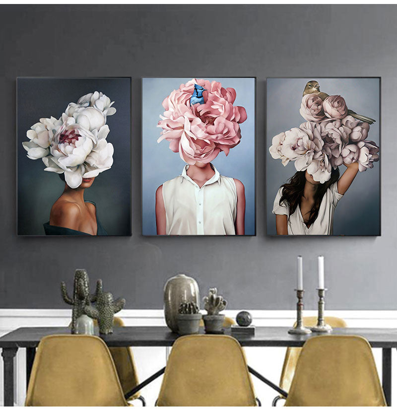 Arthia Designs - Flowers Feathers Woman Canvas Art - Review