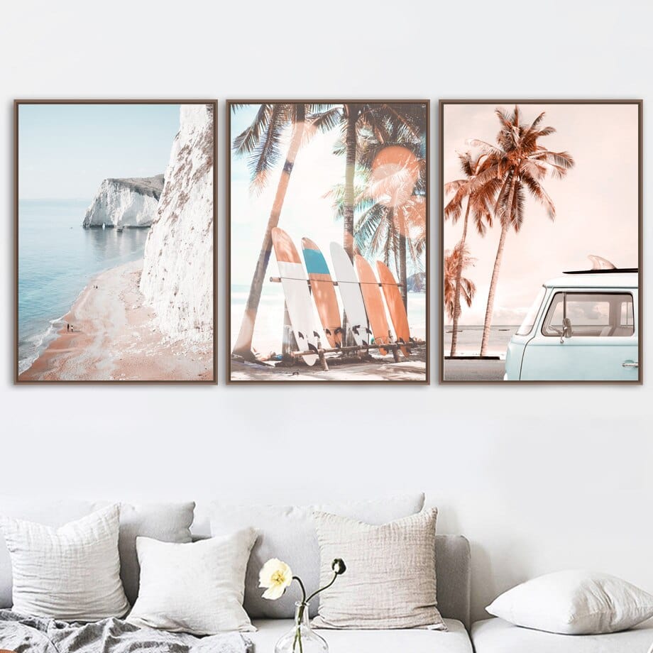 Arthia Designs - Surfing Beach Palm Tree Explorer Canvas Art - Review