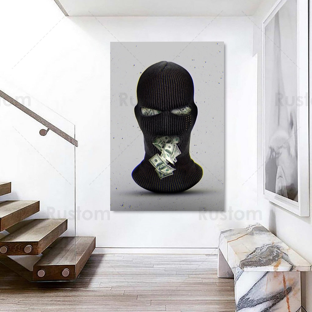 Arthia Designs - Black Mask With Money Canvas Art - Review