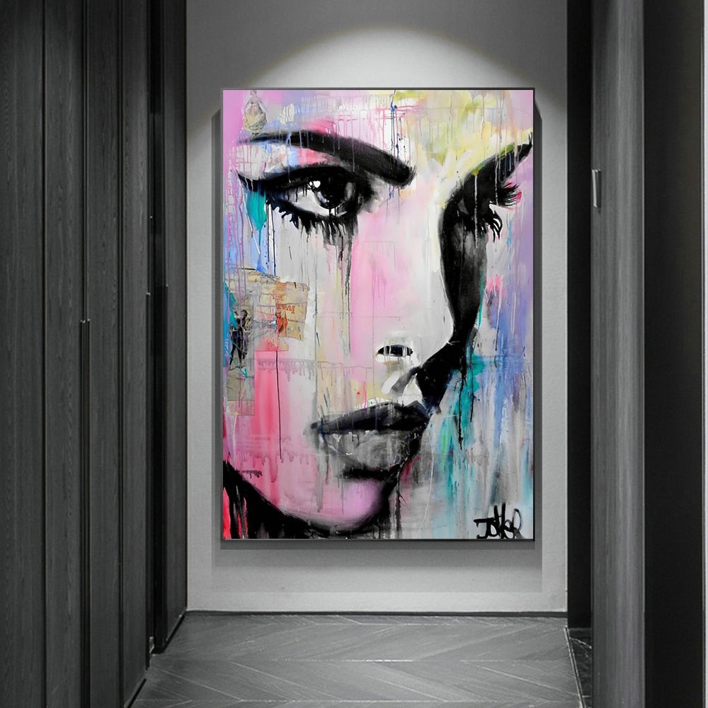 Arthia Designs - Modern Abstract Woman Face Graffiti Canvas Art - Review