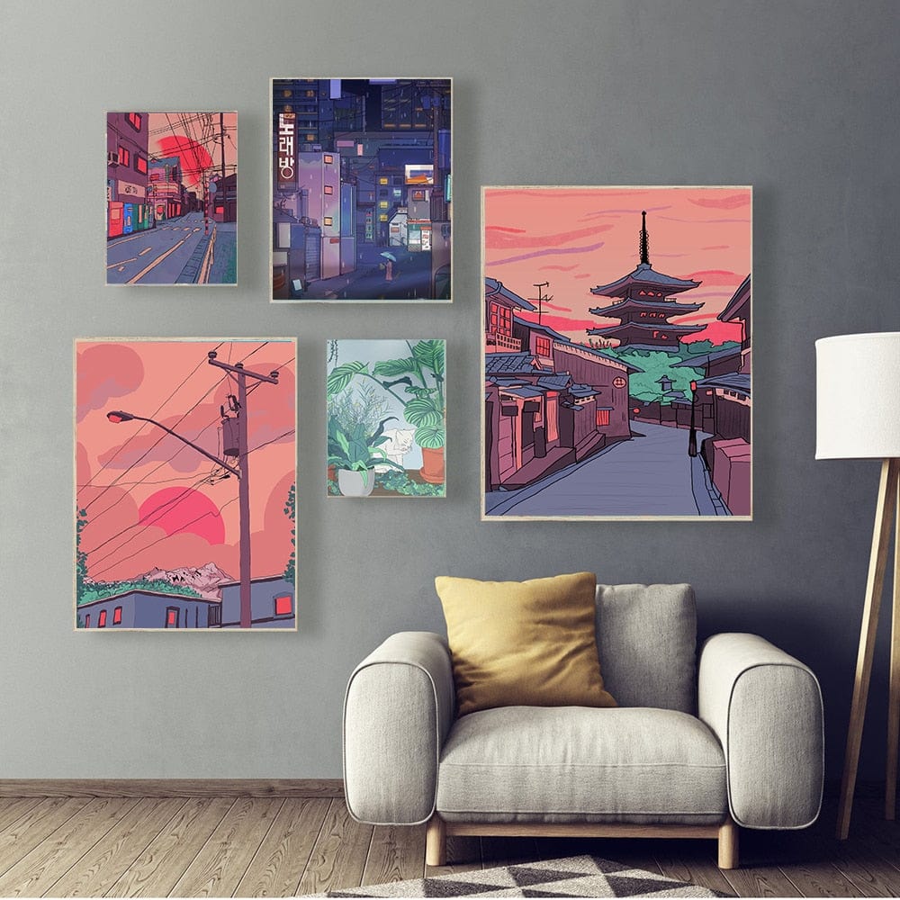 Arthia Designs - Aesthetic Night Japanese Street Canvas Art - Review