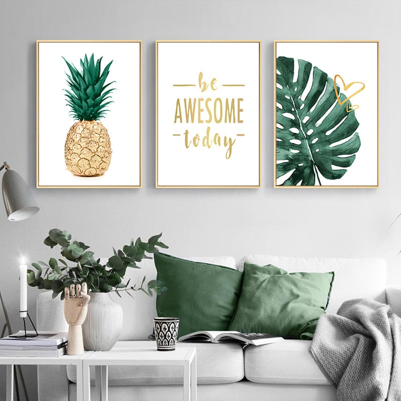 Arthia Designs - Green Plant Leaves Pineapple Canvas Art - Review