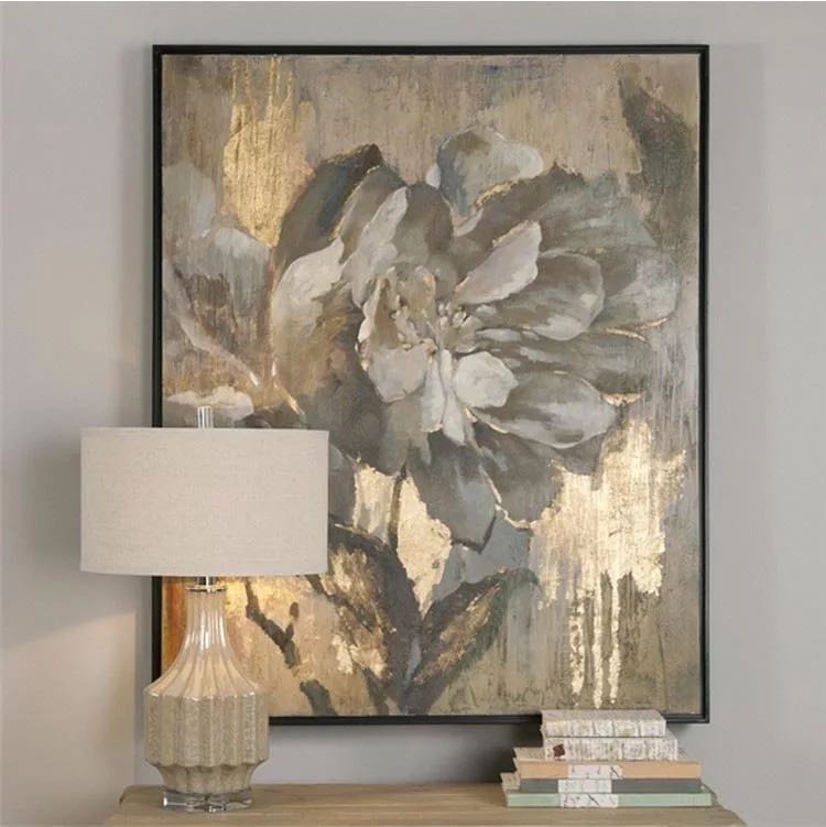 Arthia Designs - Abstract Golden Palette White Flower Canvas Art - Review