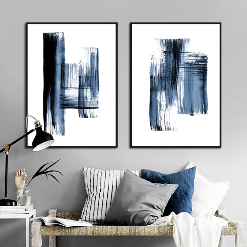 Arthia Designs - Abstract Blue Ink Stroke Canvas Art - Review