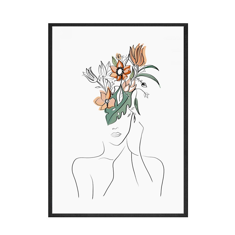 Arthia Designs - Abstract Line Flower Head Woman Canvas Art - Review