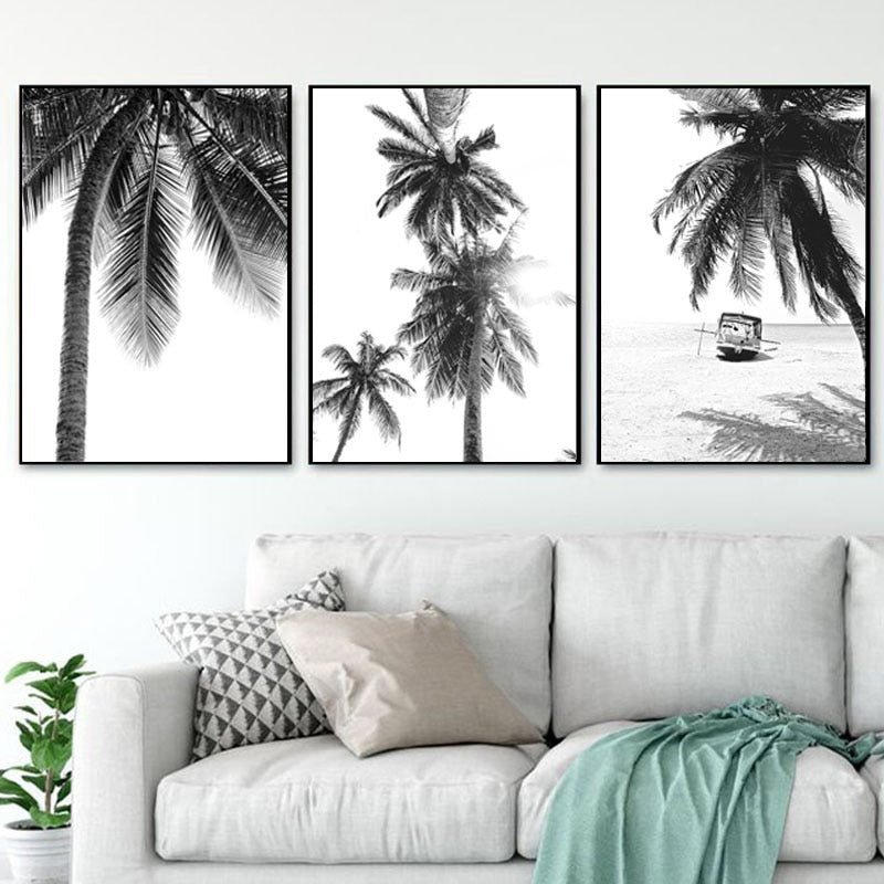 Arthia Designs - Black White Tropical Beach Canvas Art - Review