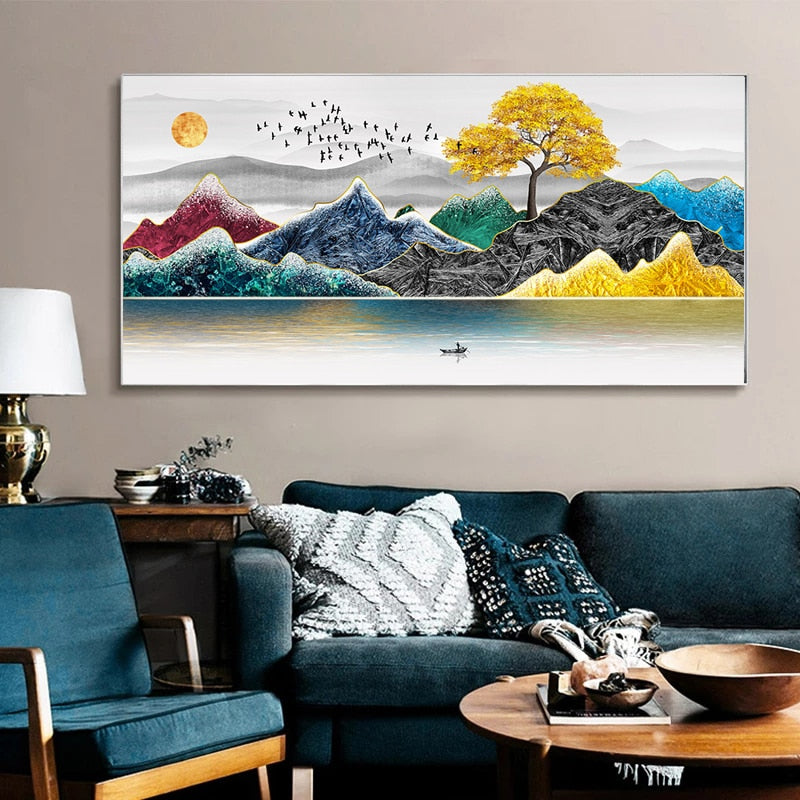 Arthia Designs - Calming Various Mountain Lake View Canvas Art - Review