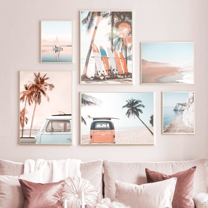 Arthia Designs - Surfing Beach Palm Tree Explorer Canvas Art - Review