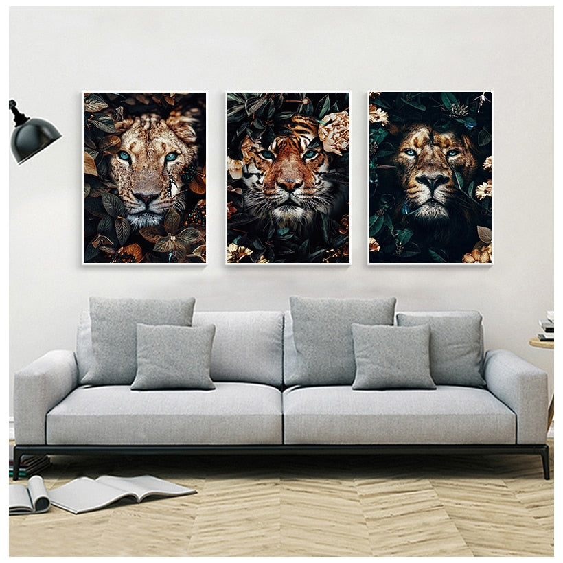 Arthia Designs - Flower Animal Lion Tiger Canvas Art - Review