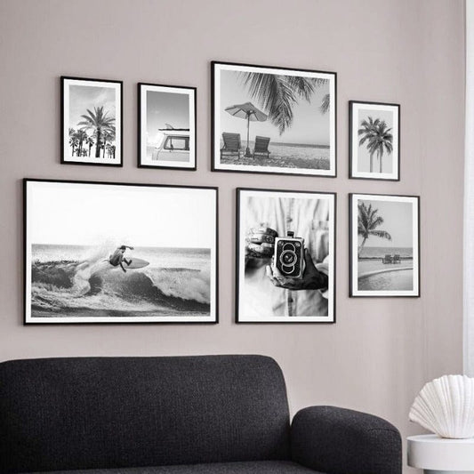 Arthia Designs - Black White Surf Beach Potrait Canvas Art - Review