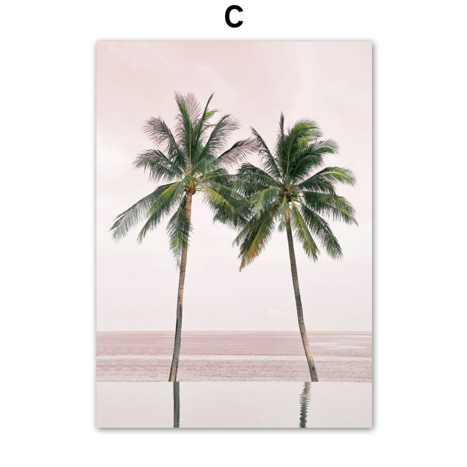 Arthia Designs - Pink Beach Sakura Palm Tree Canvas Art - Review