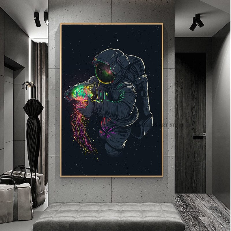 Arthia Designs - Astronaut Playing With Jellyfish Canvas Art - Review