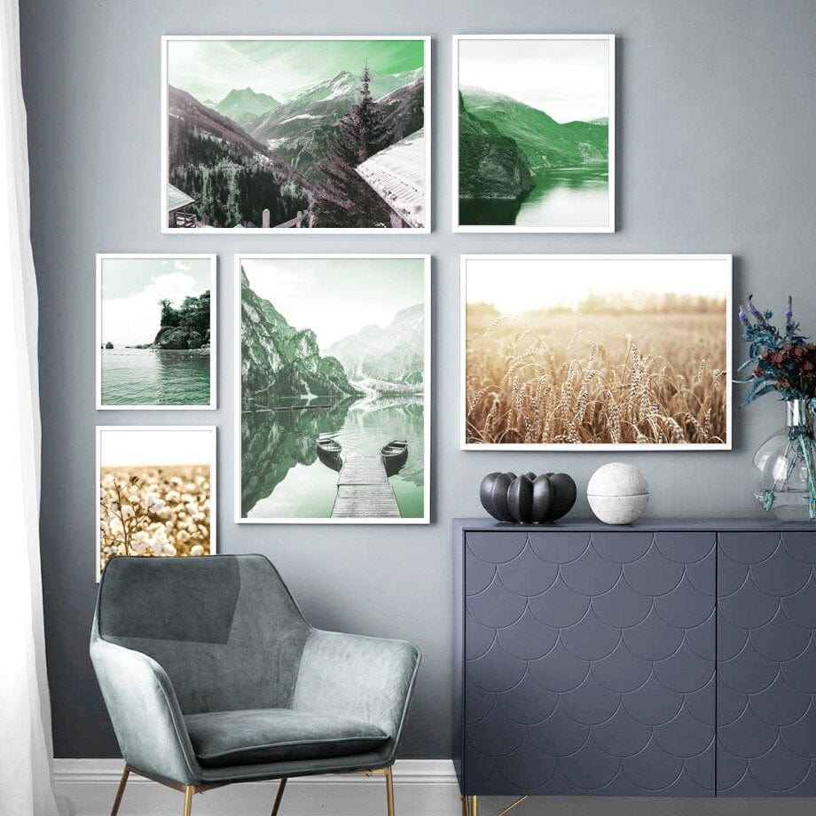 Arthia Designs - Natural Green Mountain Lake Canvas Art - Review