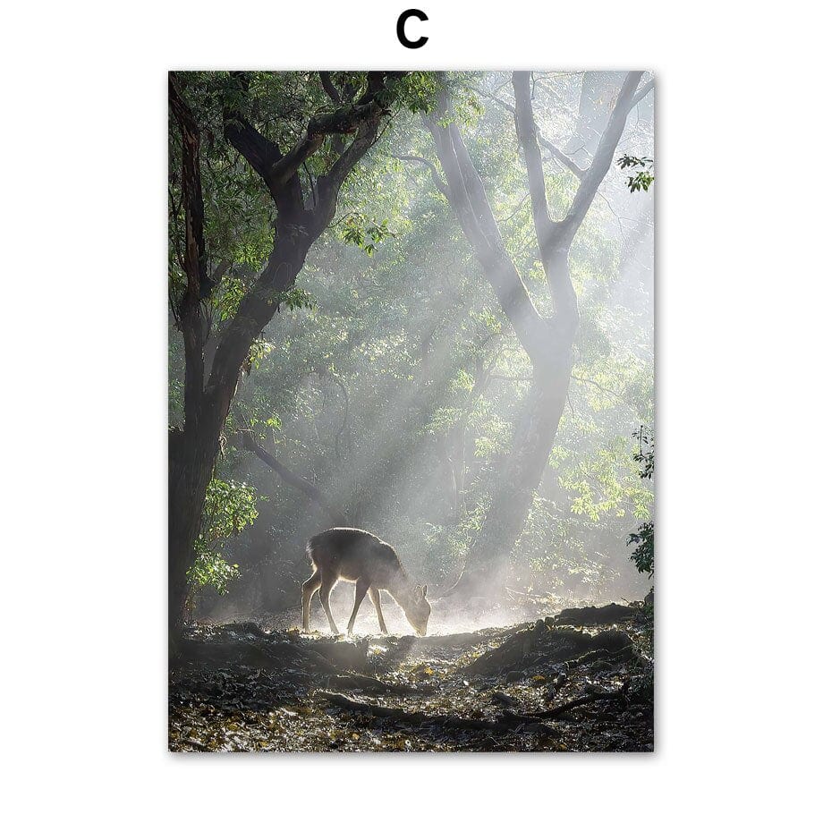 Arthia Designs - Deer Forest Walk Gallery Wall Canvas Art - Review