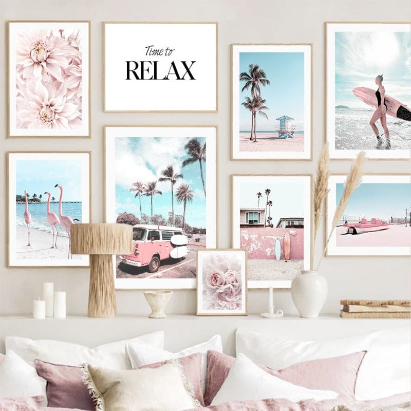 Arthia Designs - Pink Beach Flamingo Island Canvas Art - Review