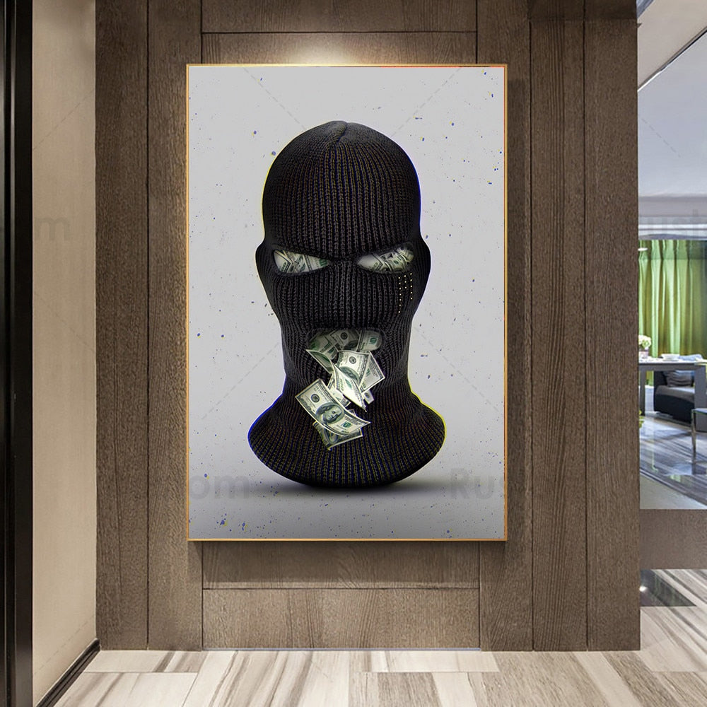 Arthia Designs - Black Mask With Money Canvas Art - Review