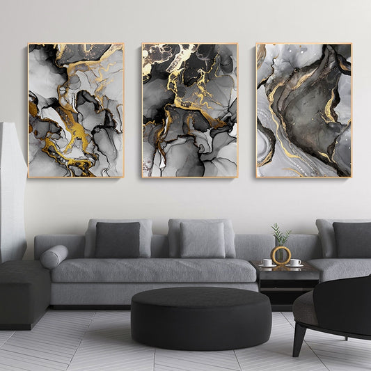 Arthia Designs - Abstract Golden Black Marble Canvas Art - Review