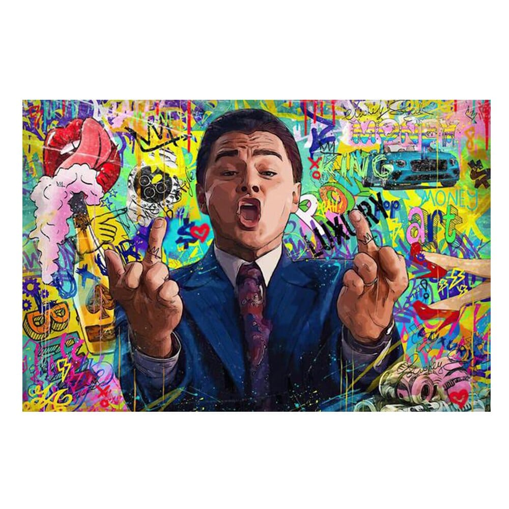 Arthia Designs - Wolf of Wall Street Funny Graffiti Canvas Art - Review