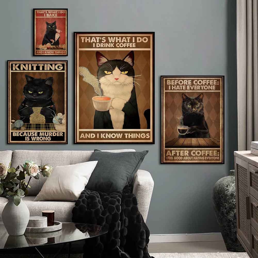 Arthia Designs - Funny Vintage Black Cat Canvas Art - Review