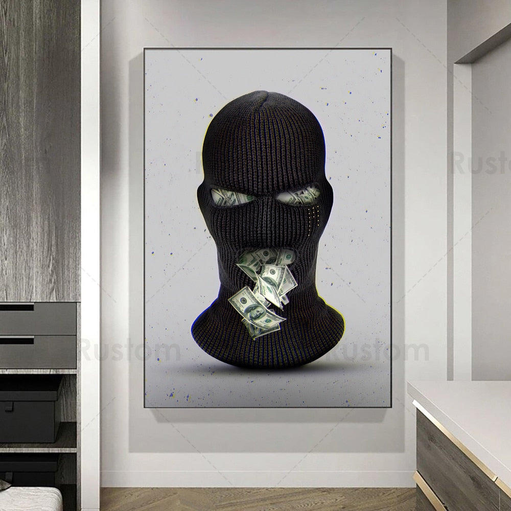 Arthia Designs - Black Mask With Money Canvas Art - Review