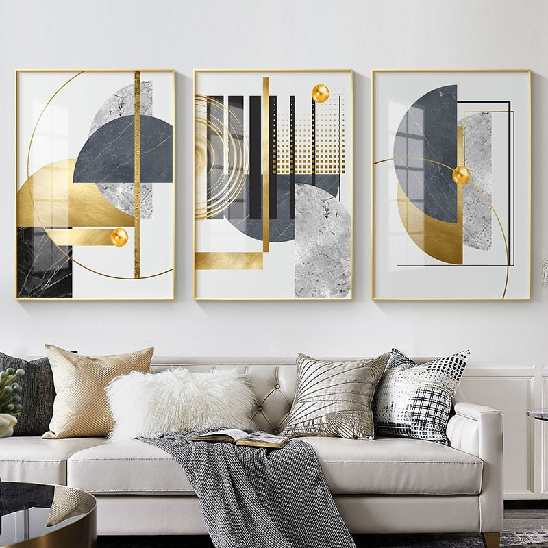 Arthia Designs - Modern Golden Abstract Geometric Canvas Art - Review