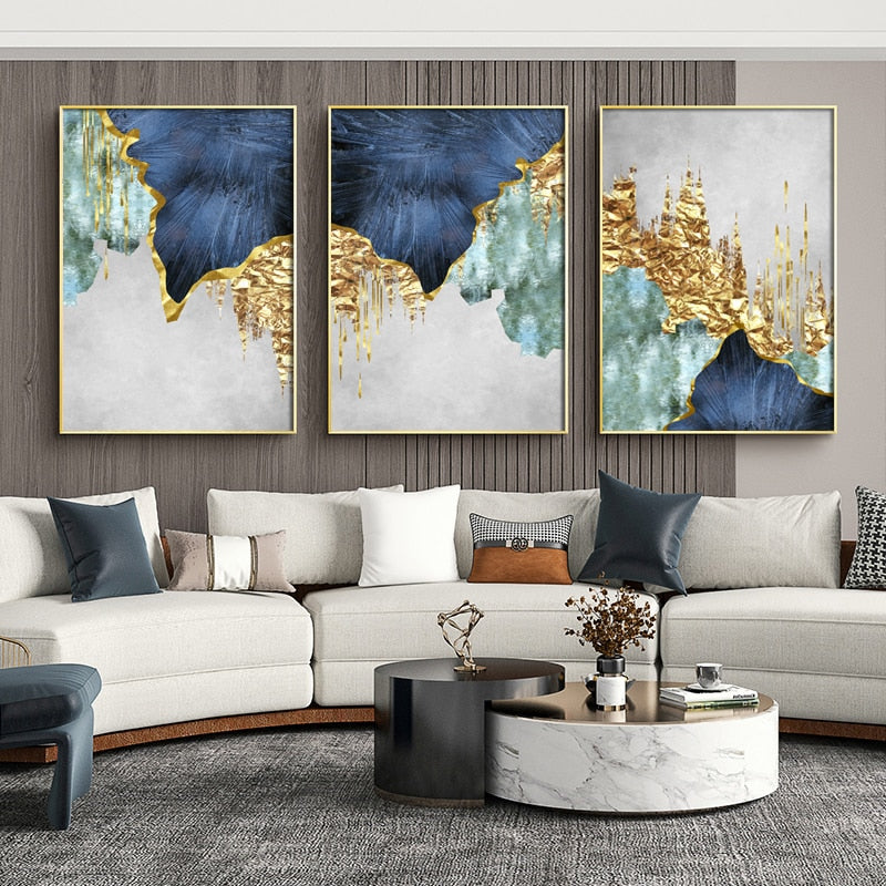 Arthia Designs - Abstract Blue Golden Foil Canvas Art - Review
