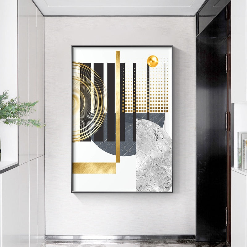 Arthia Designs - Modern Golden Abstract Geometric Canvas Art - Review