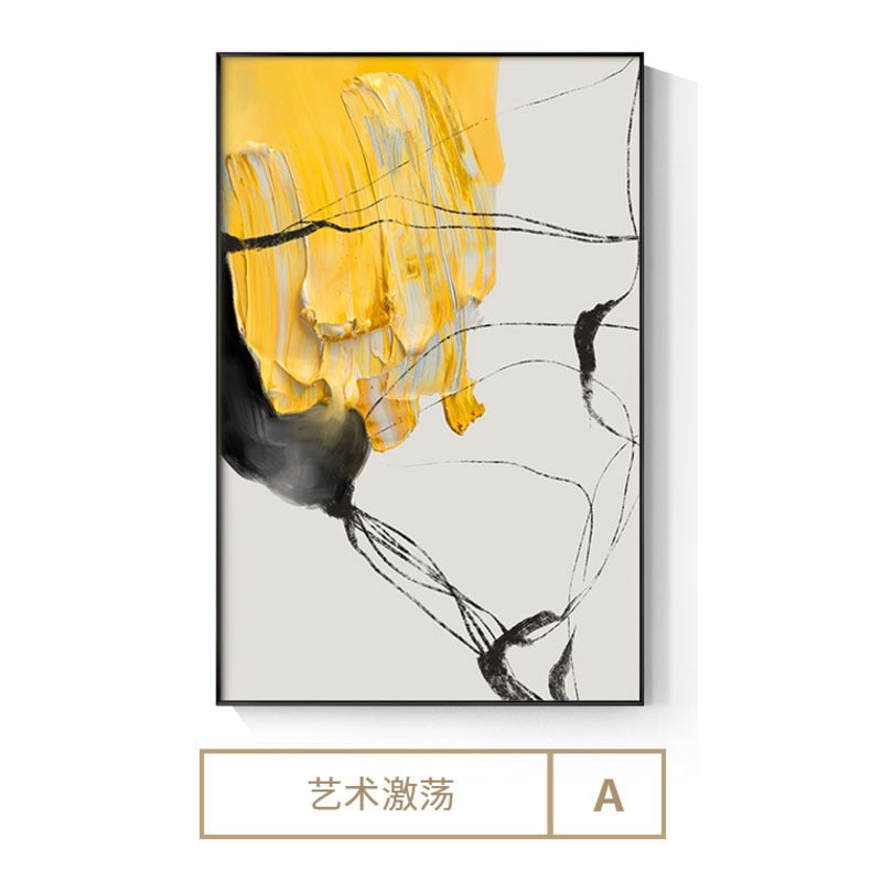 Arthia Designs - Abstract Yellow Black Ink Splash Canvas Art - Review