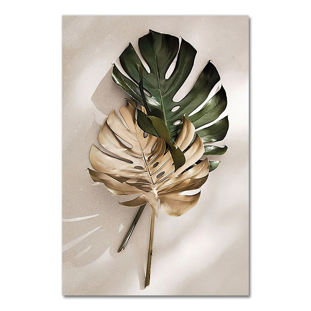 Arthia Designs - Golden Green Monstera Leaves Canvas Art - Review