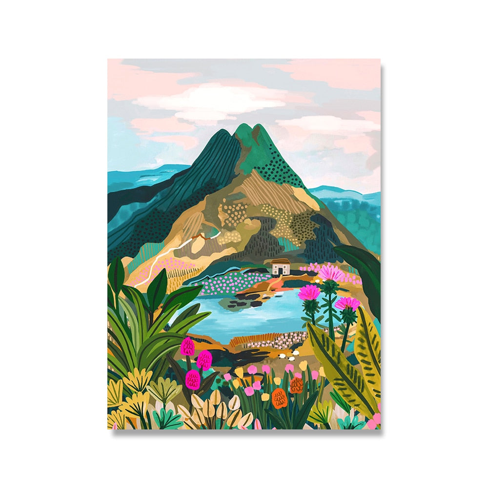 Arthia Designs - Watercolor Mountain and Lake Scenery Canvas Art - Review