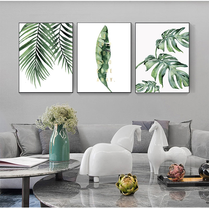 Arthia Designs - Nordic Tropical Green Leaves Canvas Art - Review