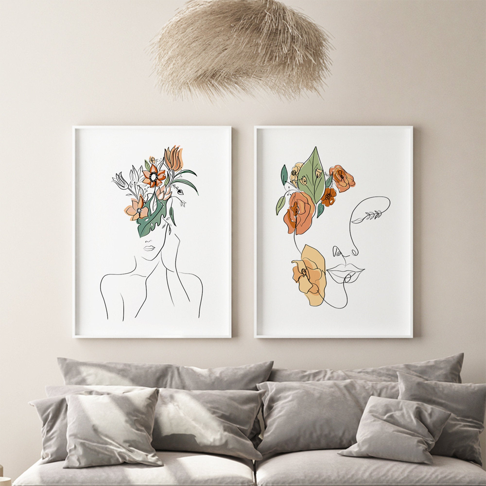 Arthia Designs - Abstract Line Flower Head Woman Canvas Art - Review