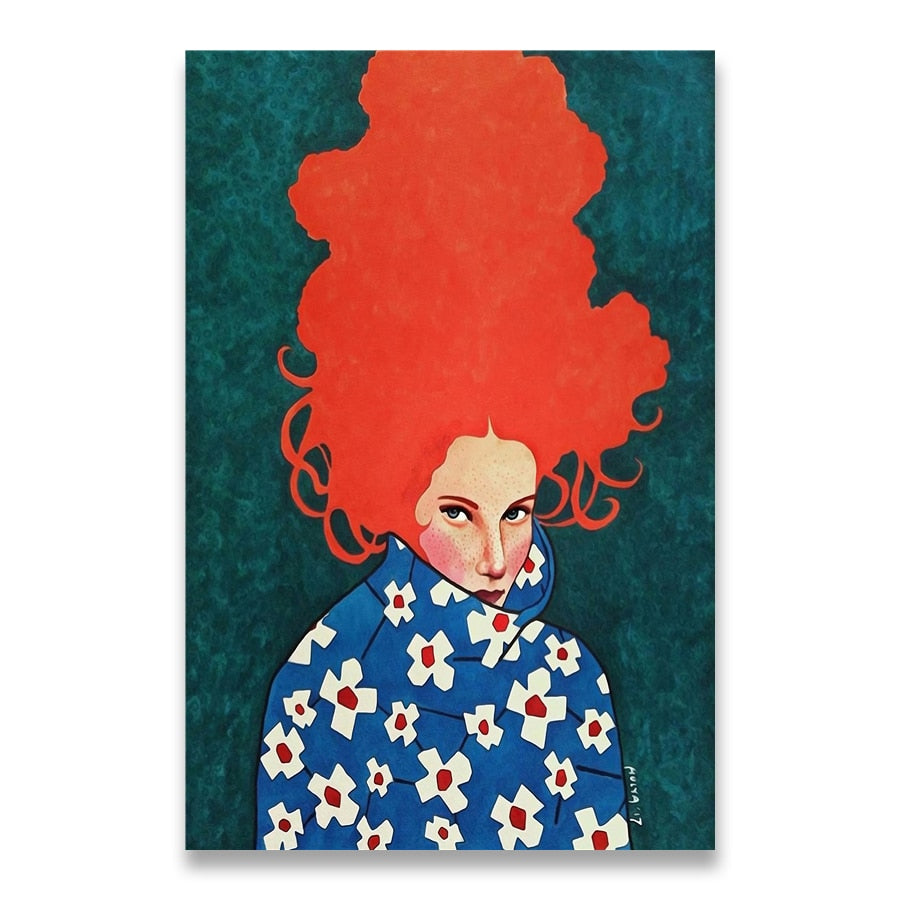 Arthia Designs - Vintage Abstract Girl Hair Flower Canvas Art - Review