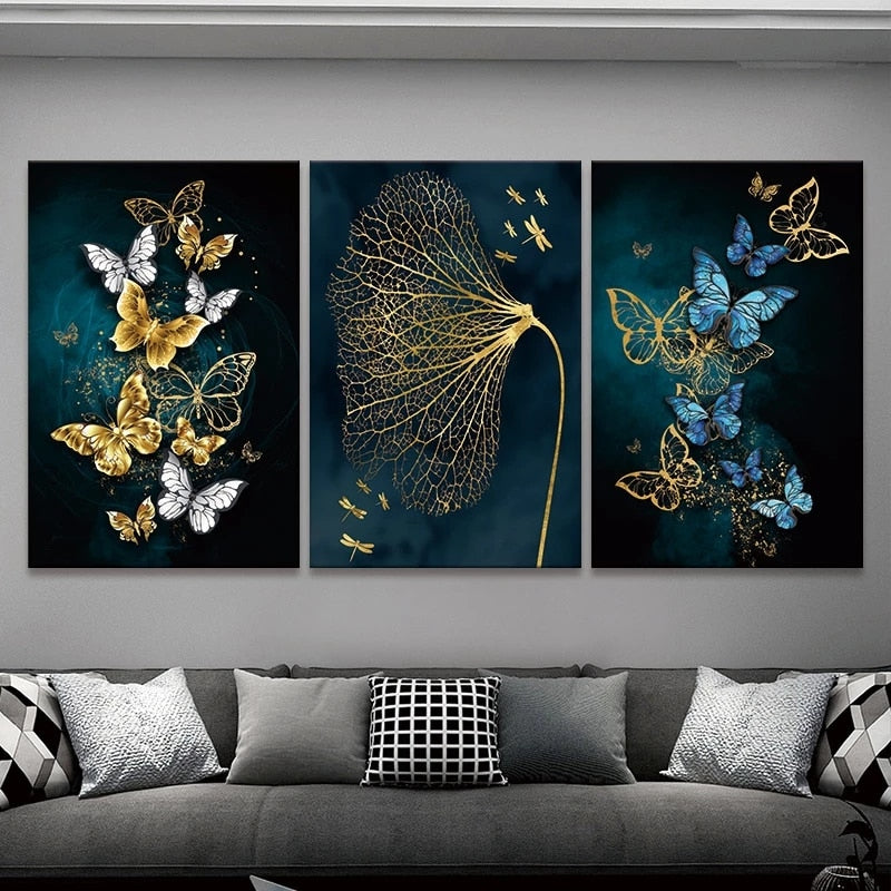 Arthia Designs - Golden Blue Butterfly Flower Canvas Art - Review