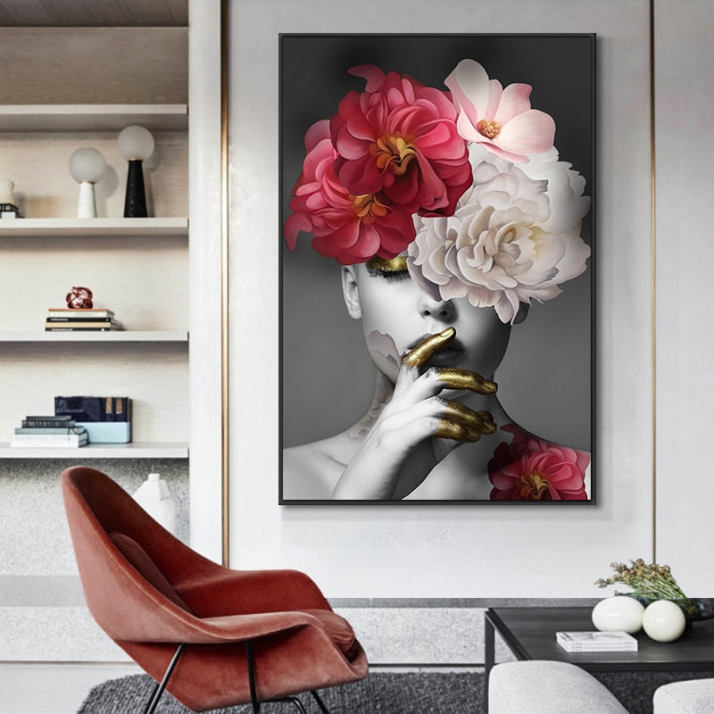 Arthia Designs - Modern Flower On Girl Head Canvas Art - Review