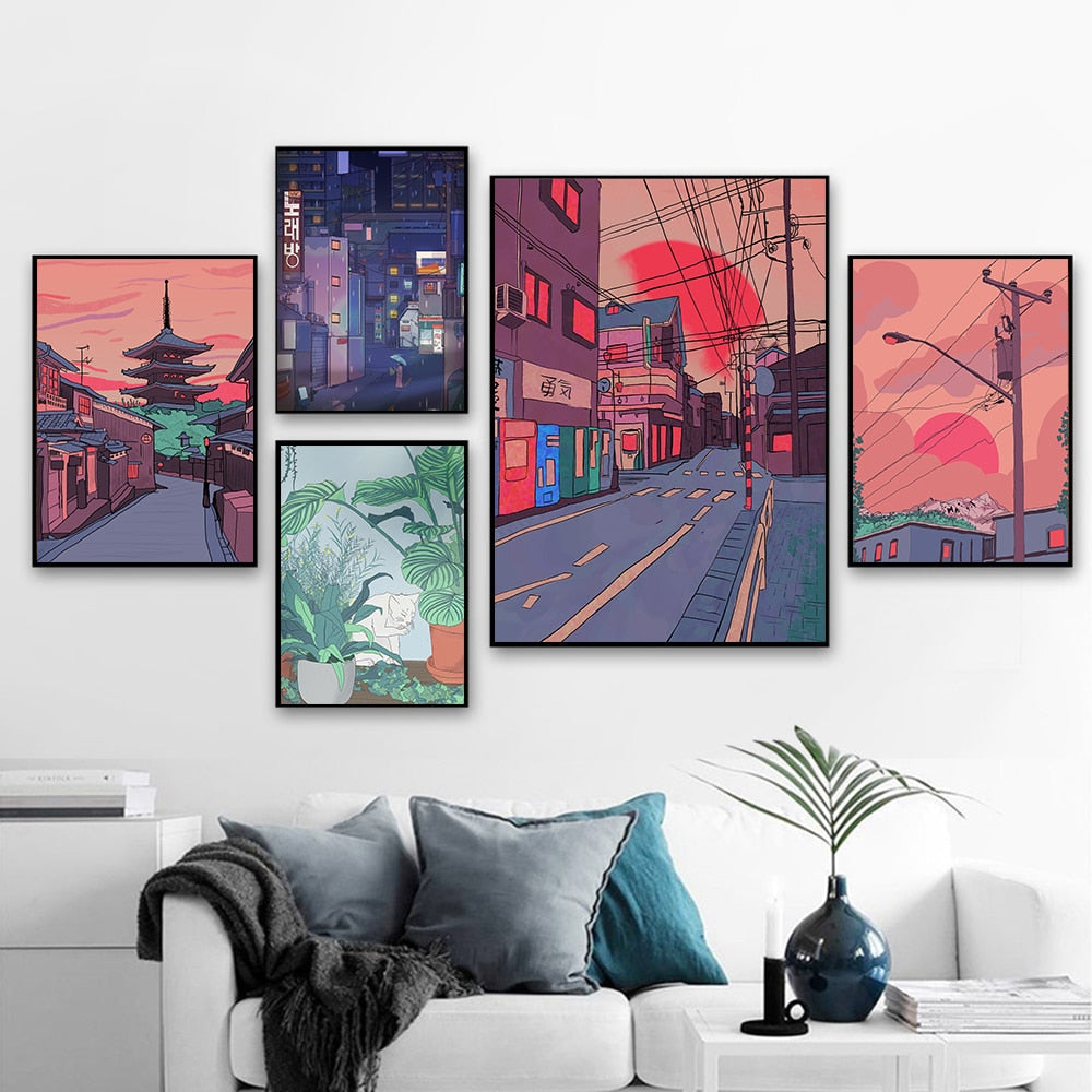 Arthia Designs - Aesthetic Night Japanese Street Canvas Art - Review