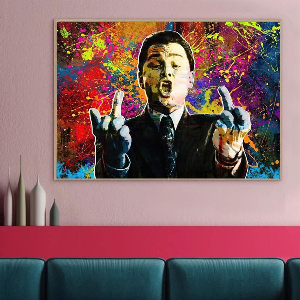 Arthia Designs - Wolf of Wall Street Funny Graffiti Canvas Art - Review