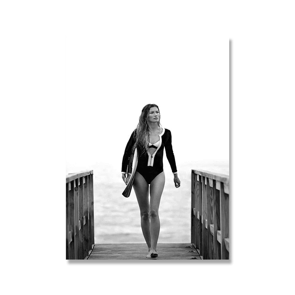 Arthia Designs - Black White Sexy Beach Surfer Canvas Art - Review