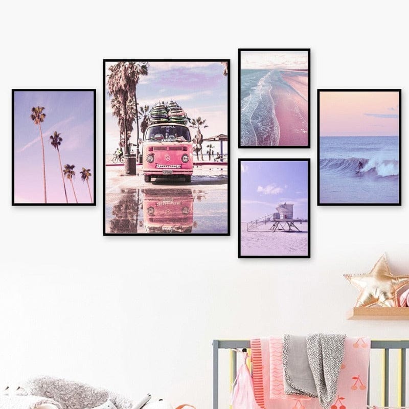 Arthia Designs - Purple Sky Pink Beach Canvas Art - Review