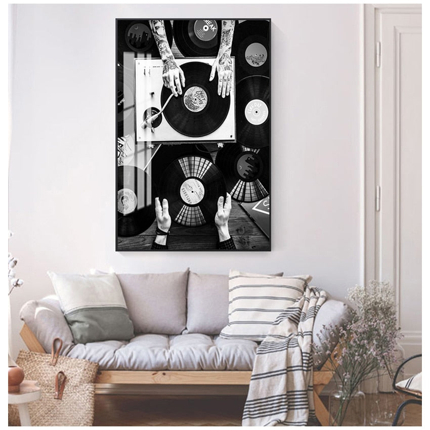 Arthia Designs - Black and White Vinyl Records Canvas Art - Review