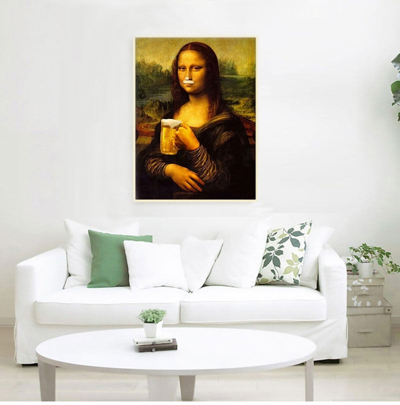 Arthia Designs - Funny Mona Lisa Drinking Beer Canvas Art - Review