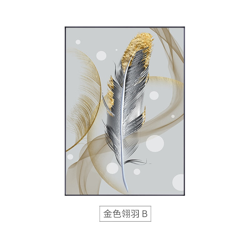 Arthia Designs - Golden Blue Foil Feather Canvas Art - Review