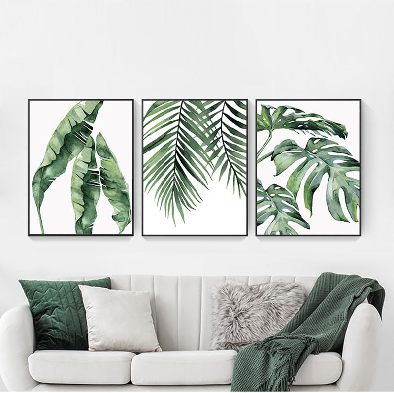 Arthia Designs - Nordic Tropical Green Leaves Canvas Art - Review